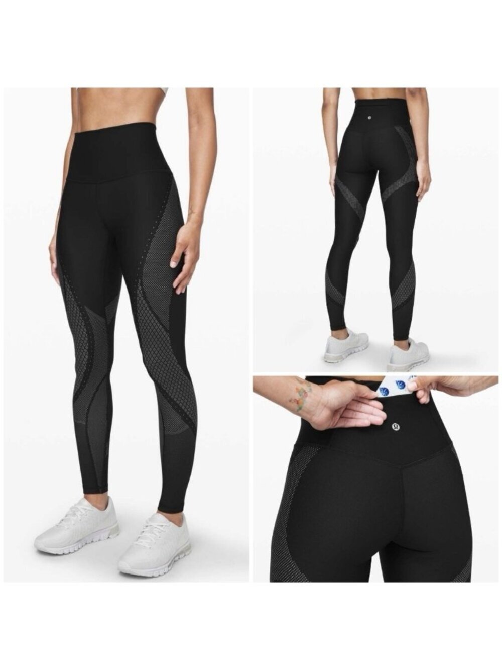Lululemon Mapped Out High Rise Tight Black Florid Flash Women's Sz 4